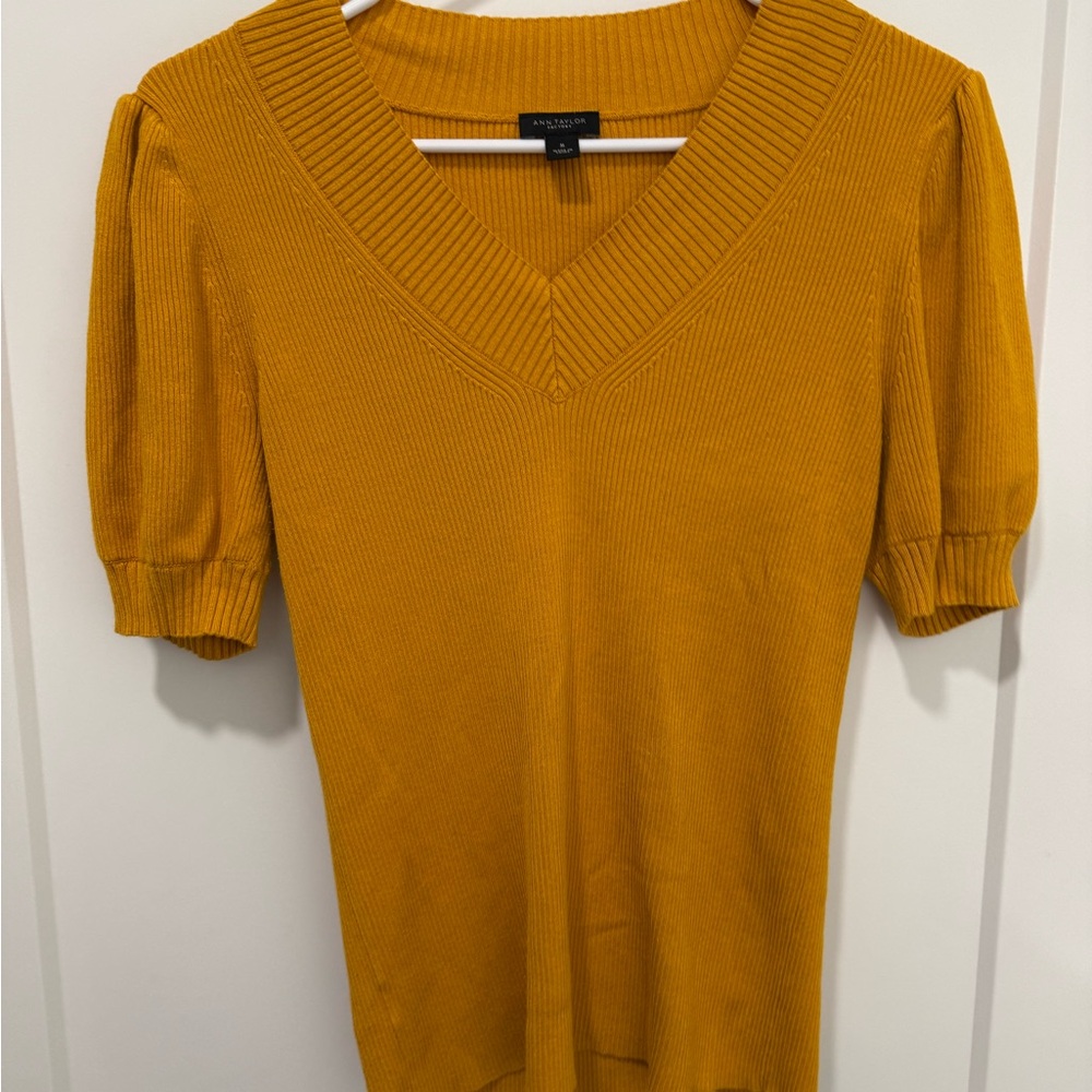 Ann Taylor Mustard Yellow Knit Top